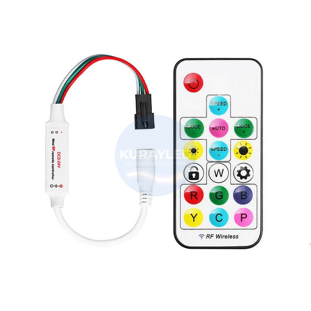 SP104E RF Kumandalı Pixel Led Kontrolcü – 17 Tuş, 2048 Piksel, 300 Efekt