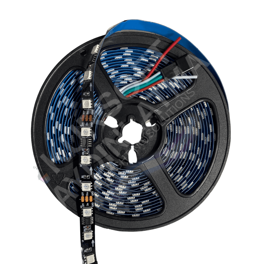 SM16703 IP30 RGB Pixel Şerit LED 12V – 5 Metre | 60 LED/m | İç Mekan